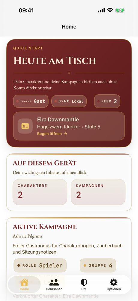 Campaign Journal Startseite auf iPhone