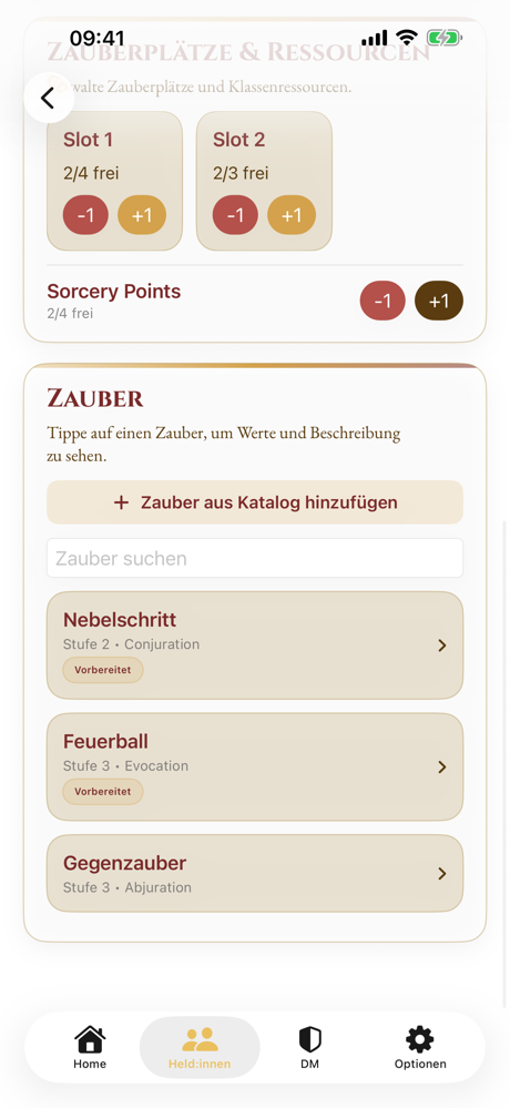 Zauberbereich in Campaign Journal auf iPhone