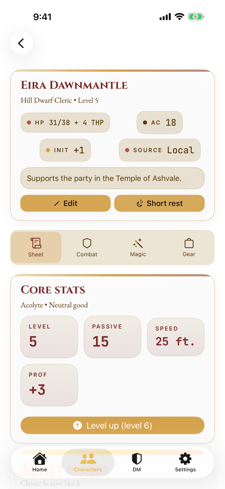 Campaign Journal 5e character sheet