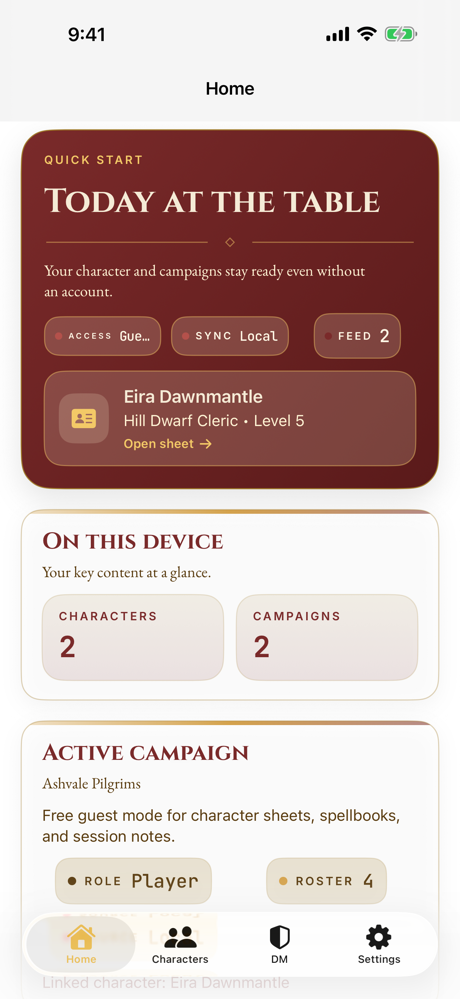 Campaign Journal home screen on iPhone